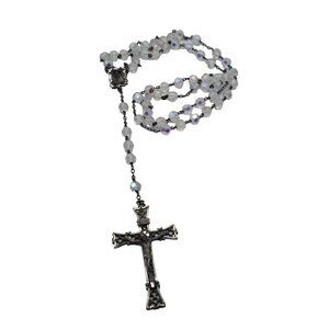 INRA Sterling Silver Crystals Beaded Cross Rosary Pendant Necklace Italy VTG
